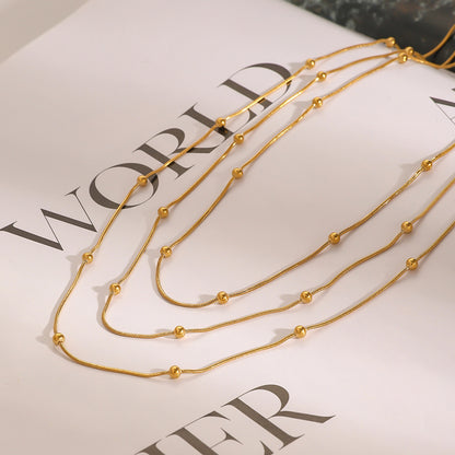 18K Gold Dainty Beaded Chain Layered Necklace Set