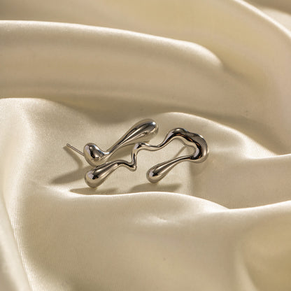 18K Gold Mismatched Drip Statement Stud Earrings