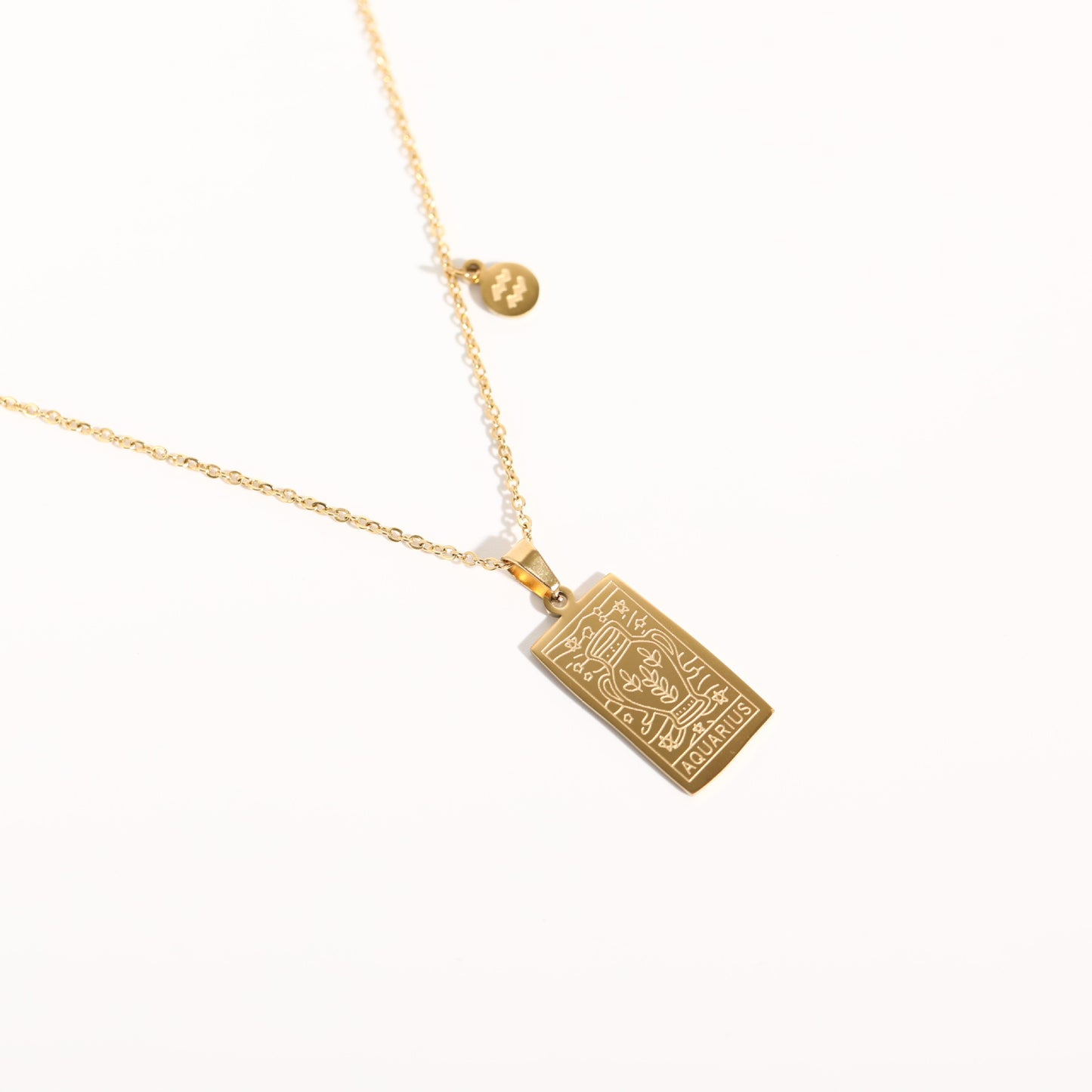 18K Gold Zodiac Plate Pendant Necklace