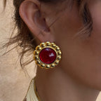 18K Gold Retro Color Statement Stud Earrings