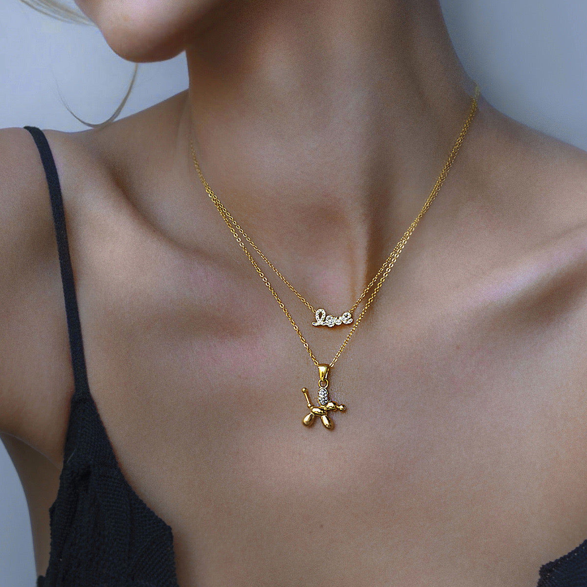 18K Gold Balloon Dog Pendant Necklace