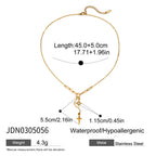 18K Gold Starry Y Shape Pendant Heart Tennis Chain Paperclip Layered Necklace Set