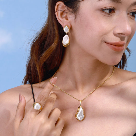 18K Gold Eternal Grace Baroque Pearl Dangle Earrings