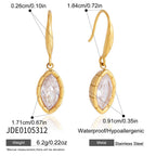 18K Gold Sway Bezel CZ Stone Dangle Earrings