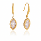 18K Gold Sway Bezel CZ Stone Dangle Earrings