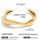 18K Gold Ebb and Glow Wave Form Statement Cuff Bangle Bracelet