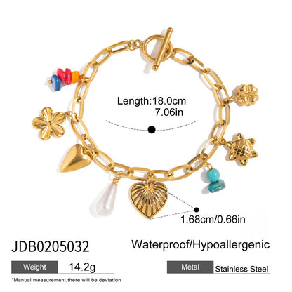 18K Gold Summer Fling Turquoise Chunky Charm Bracelet