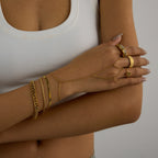 18K Gold Waterproof Double Hoop Hand Chain Bracelet