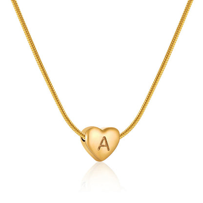 18K Gold Heart Initial Necklace