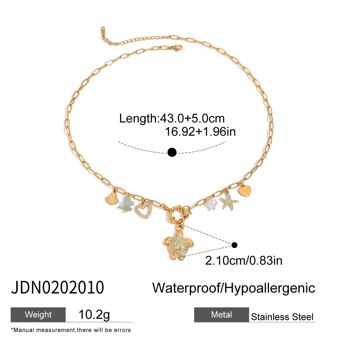 18K Gold Fresh Breeze Green Beaded Pendant Charm Layered Necklace Set