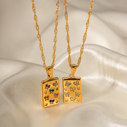 18K Gold Plate Butterfly Necklace