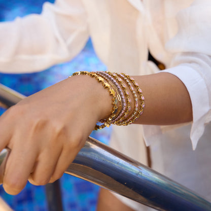 18K Gold Pink Dream Star Tennis Chain Bracelet Stack