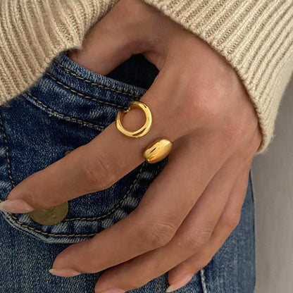 18K Gold Smooth Geometric Statement Cuff Ring