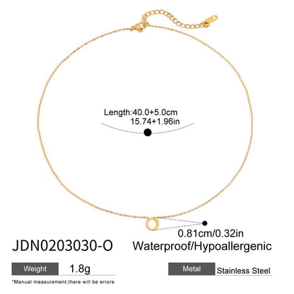 18K Gold Minimalist Initial Letter Dainty Chain Necklace