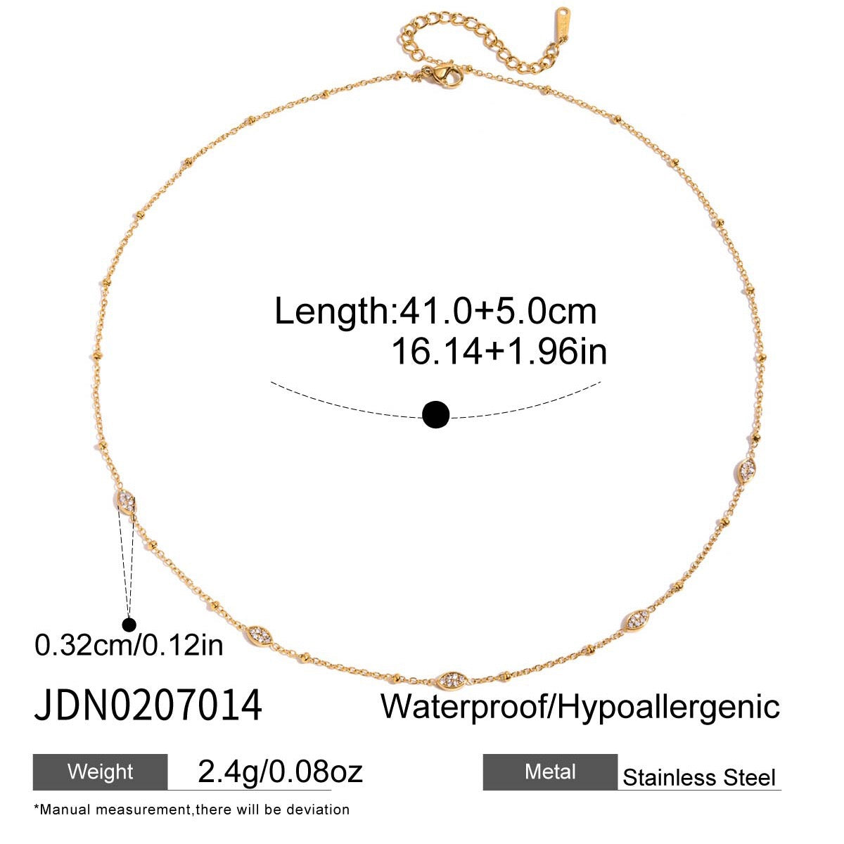 18K Gold Stardust Dainty CZ Chain Necklace