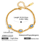 18K Gold Blue Dynasty Bezel Tennis Chain Bracelet Stacks