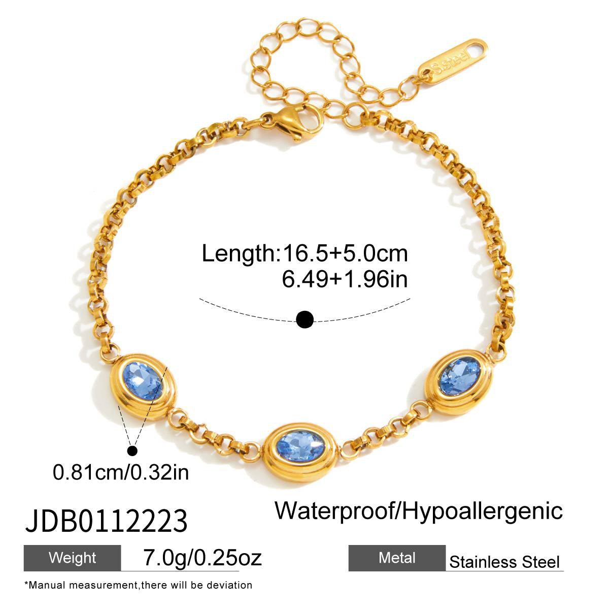 18K Gold Blue Dynasty Bezel Tennis Chain Bracelet Stacks