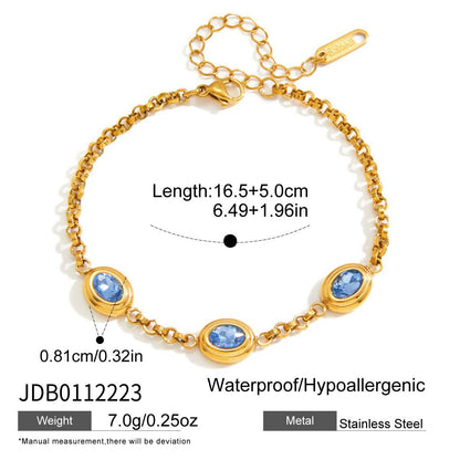 18K Gold Blue Dynasty Bezel Tennis Chain Bracelet Stacks
