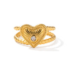 18K Gold Vintage Inspired Heart Ring