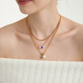 18K Gold Color Twinkle Dainty Charm Layered Tennis Necklace Set