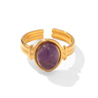 18K Gold Color Gemstone Statement Ring