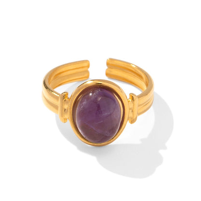 18K Gold Color Gemstone Statement Ring