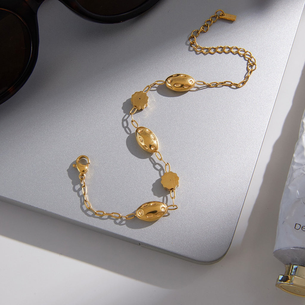18K Gold Couture Ice Tennis Circle Chain Bracelet Stack