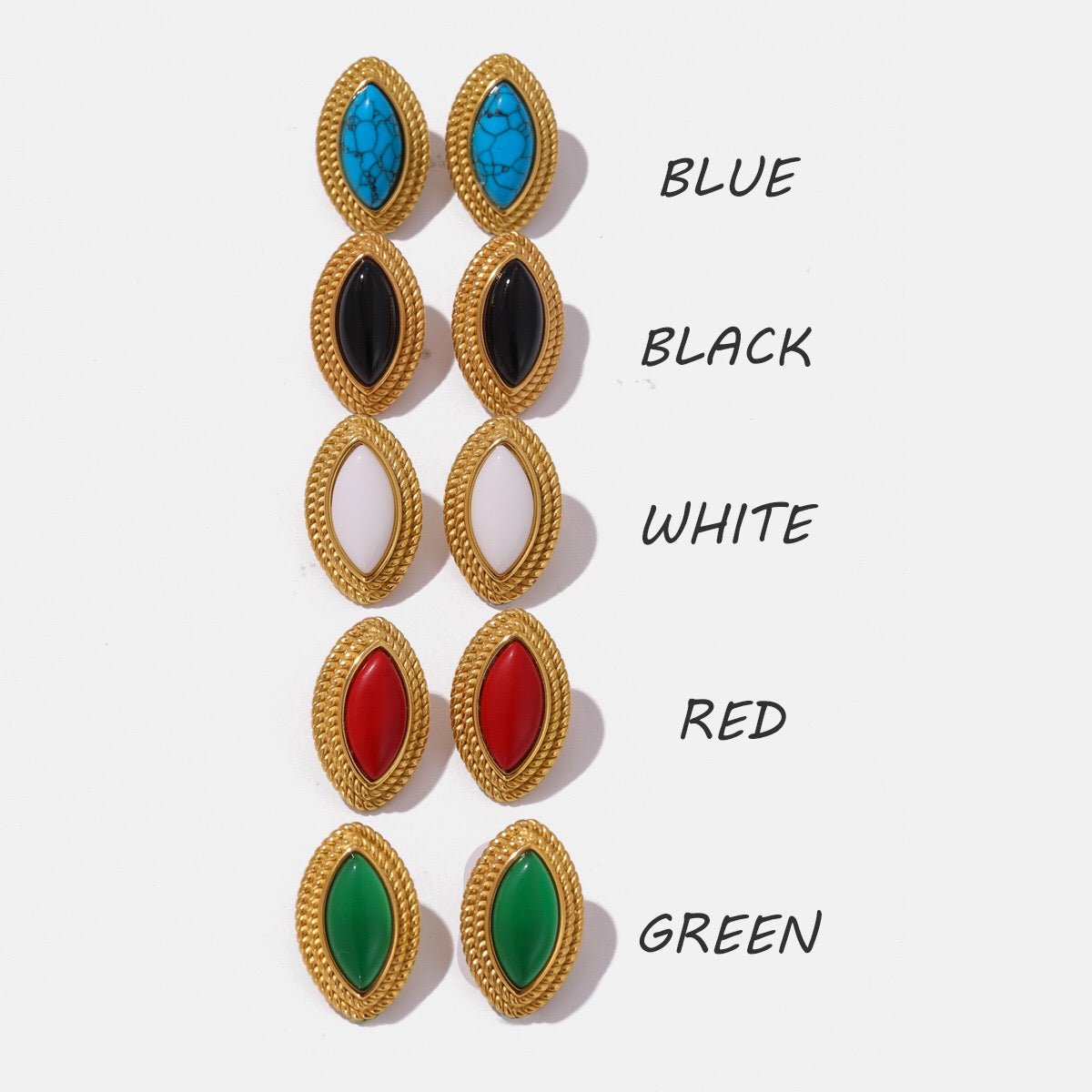 18K Gold Retro Pop Color Statement Stud Earrings