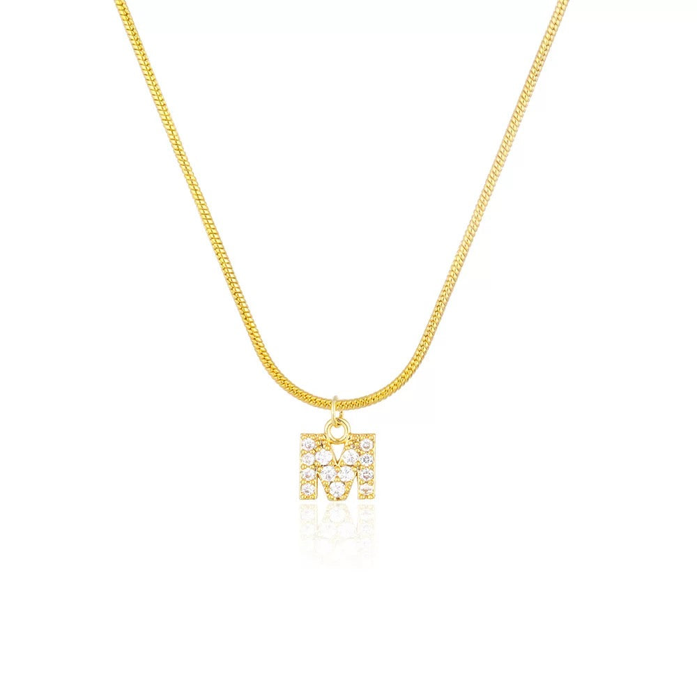 18K Gold Minimalist Glam Initial Necklace