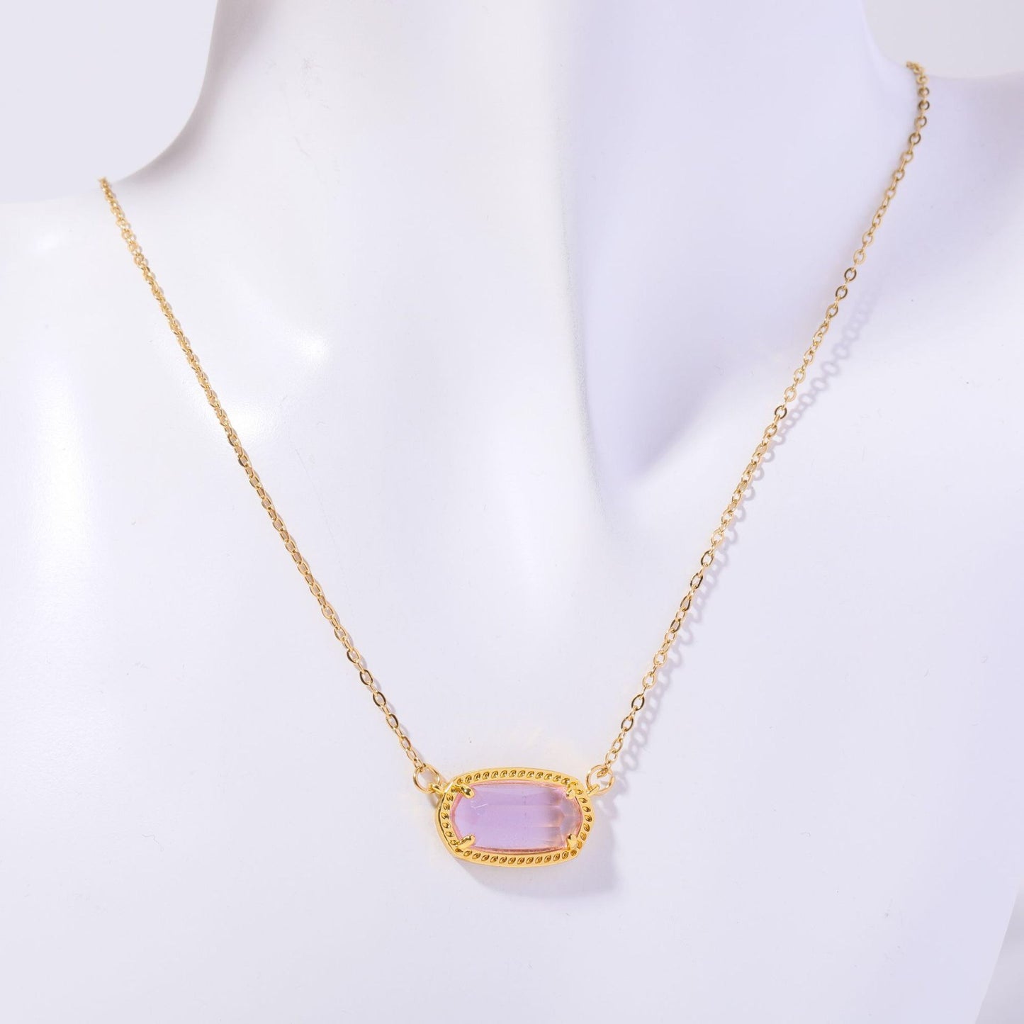 18K Gold Trendy Birthstone Pendant Necklace