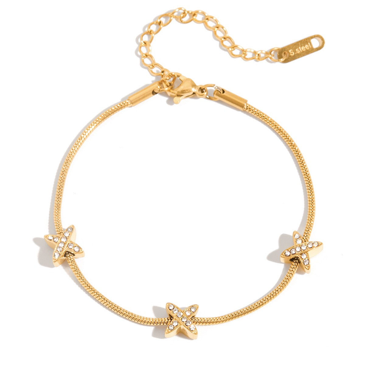 18K Gold Waterproof Dainty Heart Hand Jewelry Chain Bracelet