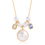 18K Gold Soft Harmony Pearl Charm Statement Necklace