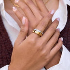 18K Gold and Silver Two Tone Noble Multiple Linked Eternity Spinelli Ring Stack