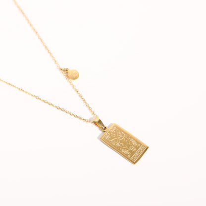 18K Gold Zodiac Plate Pendant Necklace