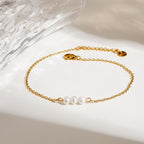18K Gold Elegant Pearl Chain Dainty Anklet