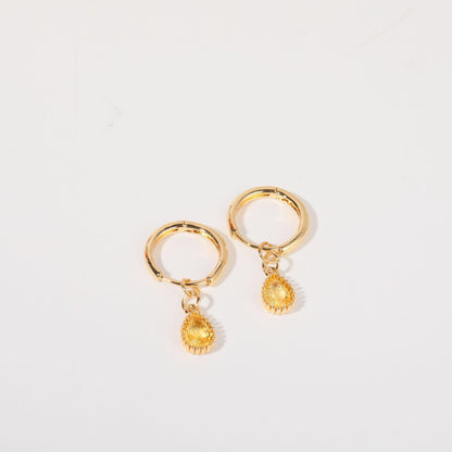 14K Gold Chic Birthstone Huggie Earrings