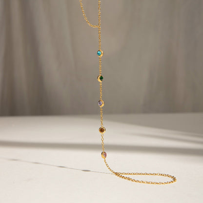 18K Gold Waterproof Rainbow Gem Hand Chain Bracelet