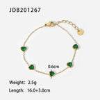 18K Gold Emerald Hearts Bracelet