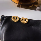 18K Gold Pretzel Cute Stud Earrings