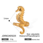 18K Gold Ocean Theme Sea Horse Statement Ring