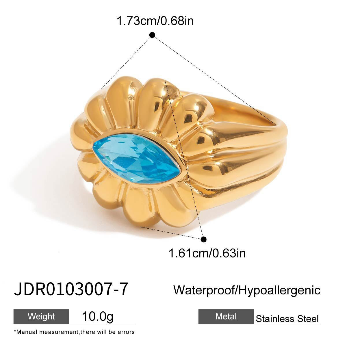 18K Gold Blue Reverie Statement Cocktail Stacking Ring