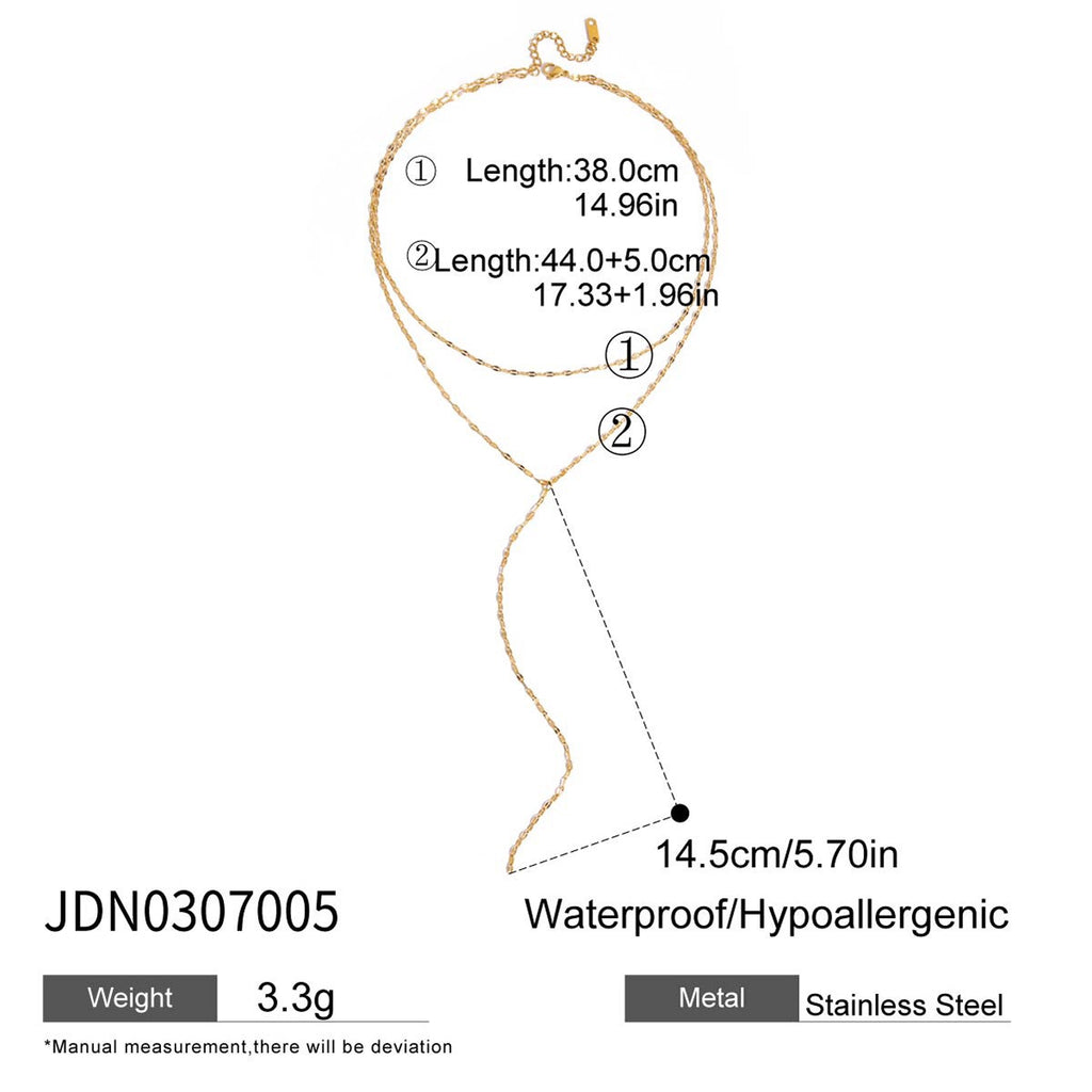 18K Gold Golden Whisper Y Shape Lariat Double Chain Dainty Necklace