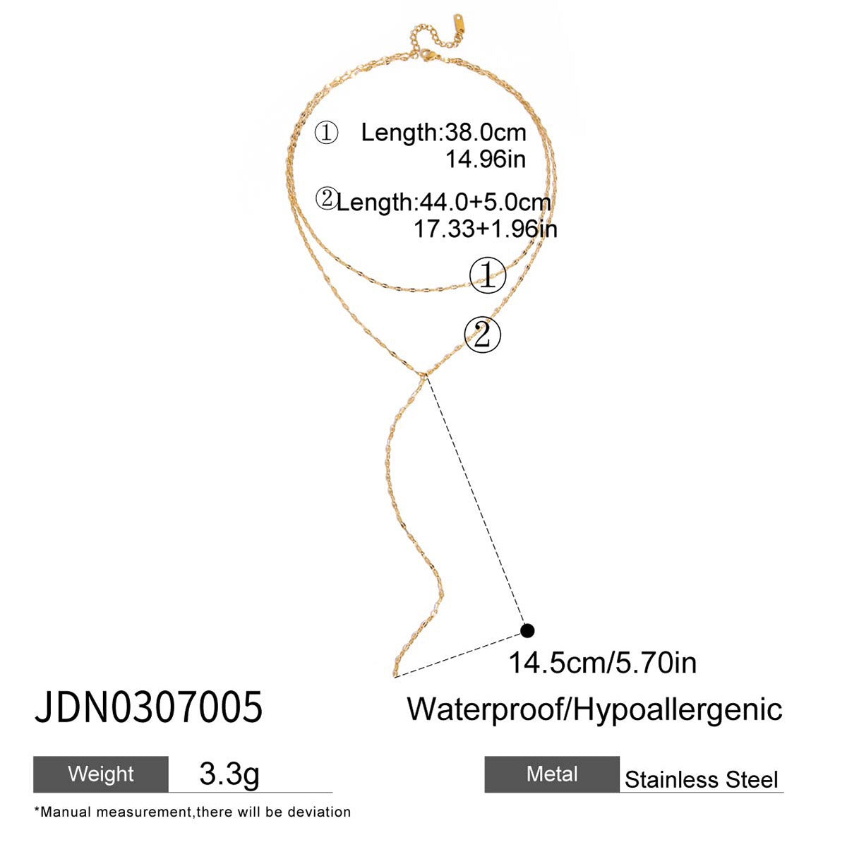 18K Gold Golden Whisper Y Shape Lariat Double Chain Dainty Necklace