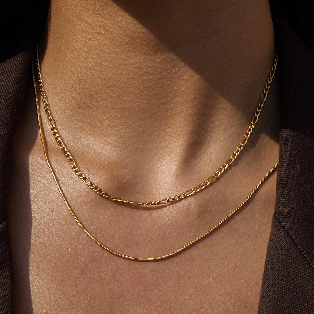 18K Gold Perfect Match Pendant Rope Chain Necklace Set