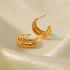 18K Gold Double Hoop Huggie Earrings