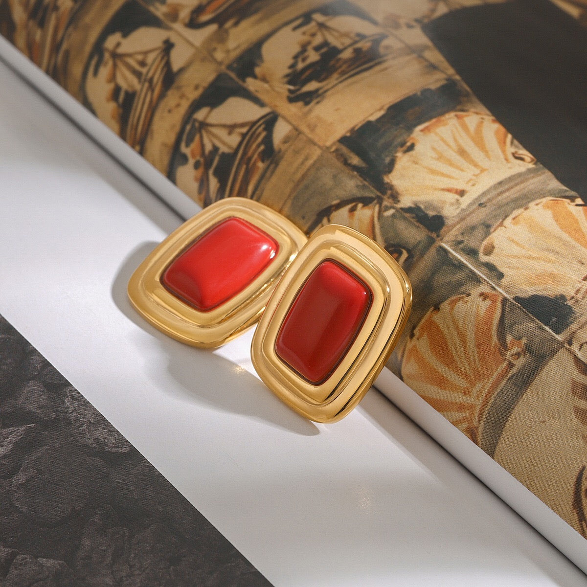 18K Gold Disco Rush Pop Color Statement Stud Earrings