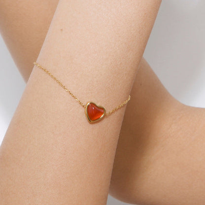 18K Gold Red Heart Bracelet