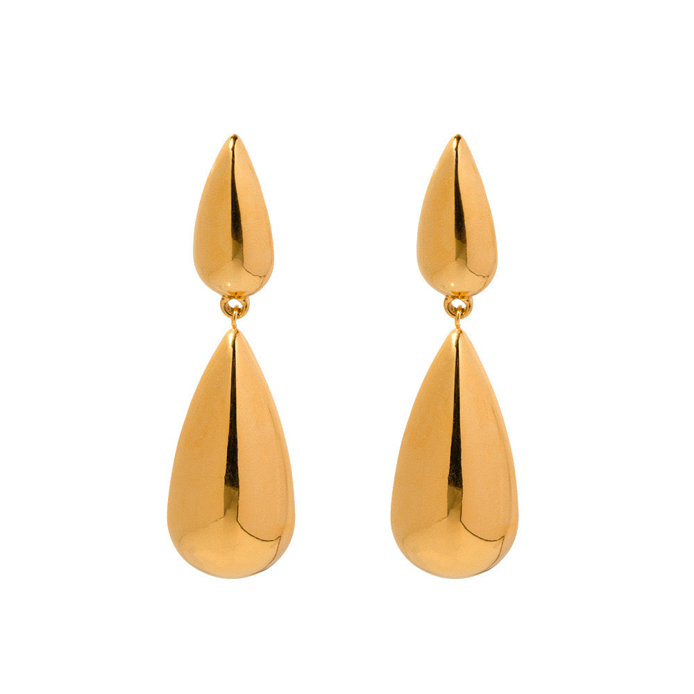 18K Gold Raindrop Drop Dangle Statement Earrings