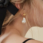 18K Gold Heiress Pearl Stud Dangle Earrings