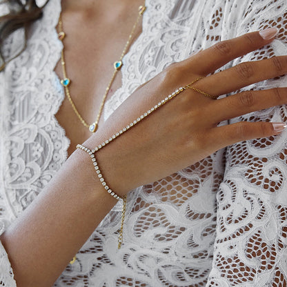 18K Gold Waterproof Aura Tennis Hand Chain Bracelet